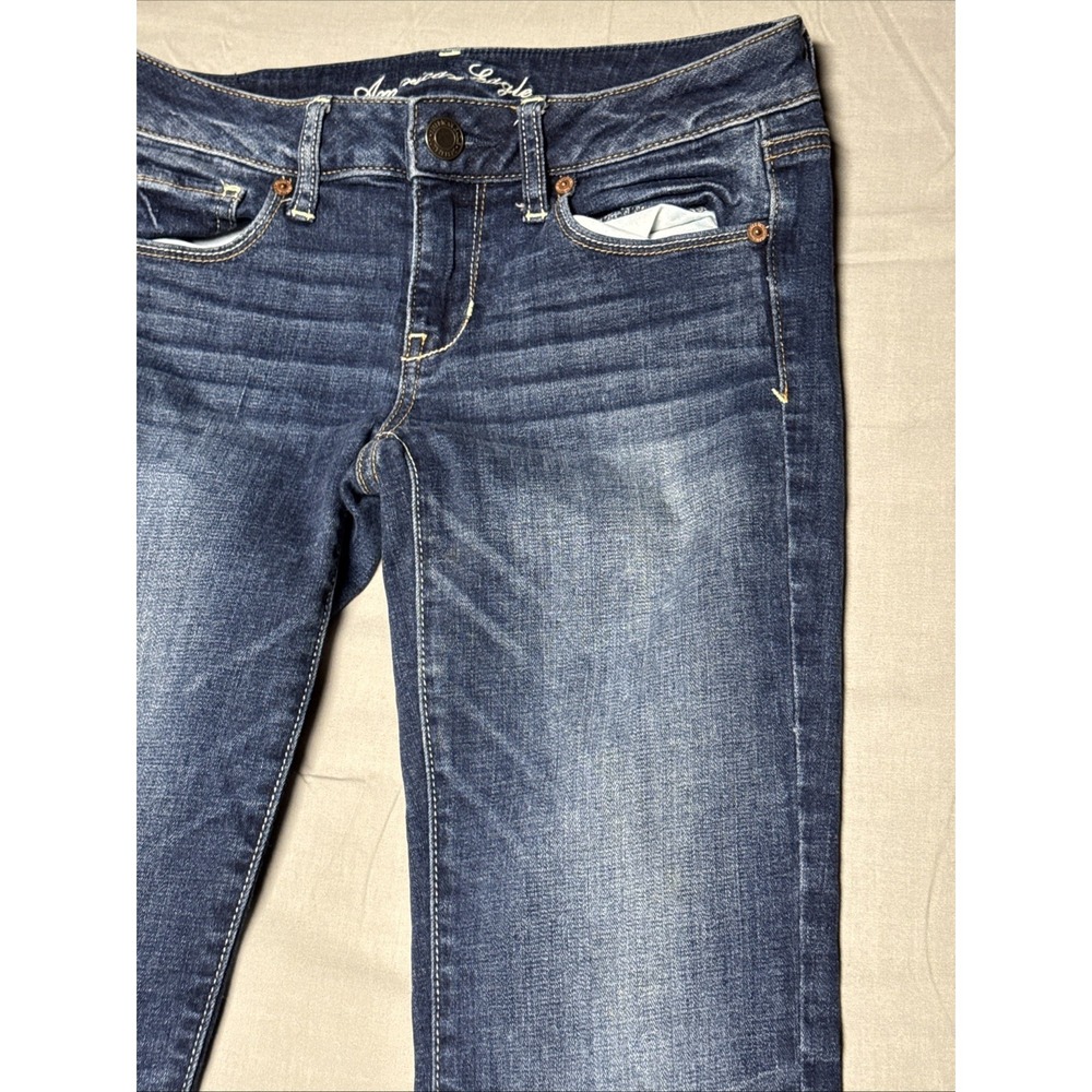 American Eagle Women Medium Wash Super Stretch Skinny Leg Denim Blue Jeans 2 Reg - Picture 5 of 16